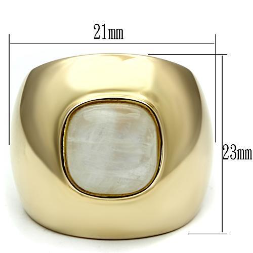 LOS544 - Gold 925 Sterling Silver Ring with Semi-Precious Moon Stone in White-1