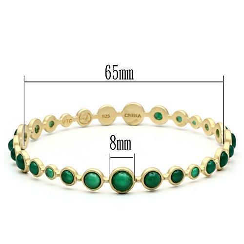 LOS550 - Matte Gold 925 Sterling Silver Bangle with Semi-Precious Onyx in Emerald-1