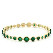 LOS550 - Matte Gold 925 Sterling Silver Bangle with Semi-Precious Onyx in Emerald-0