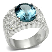 LOS551 - Silver 925 Sterling Silver Ring with Synthetic Spinel in Sea Blue-0