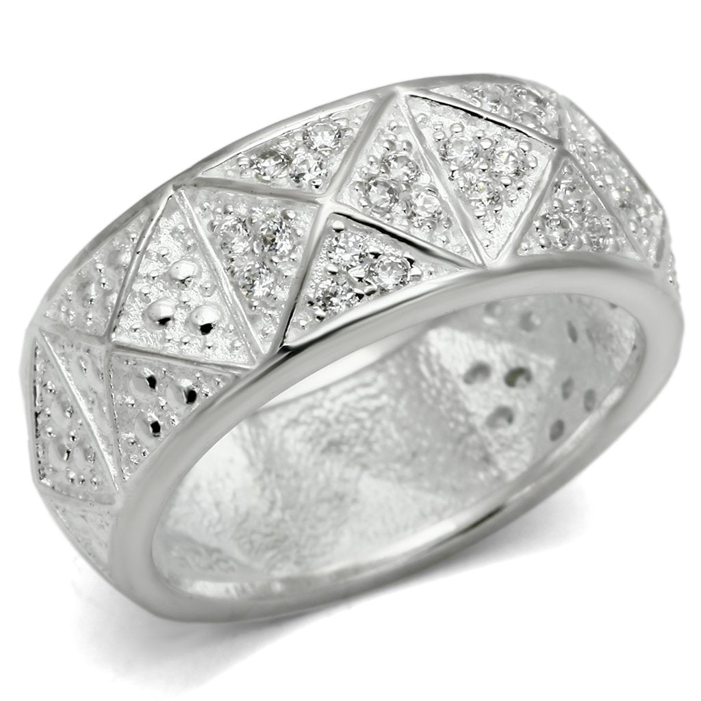 LOS559 - Silver 925 Sterling Silver Ring with AAA Grade CZ  in Clear-0