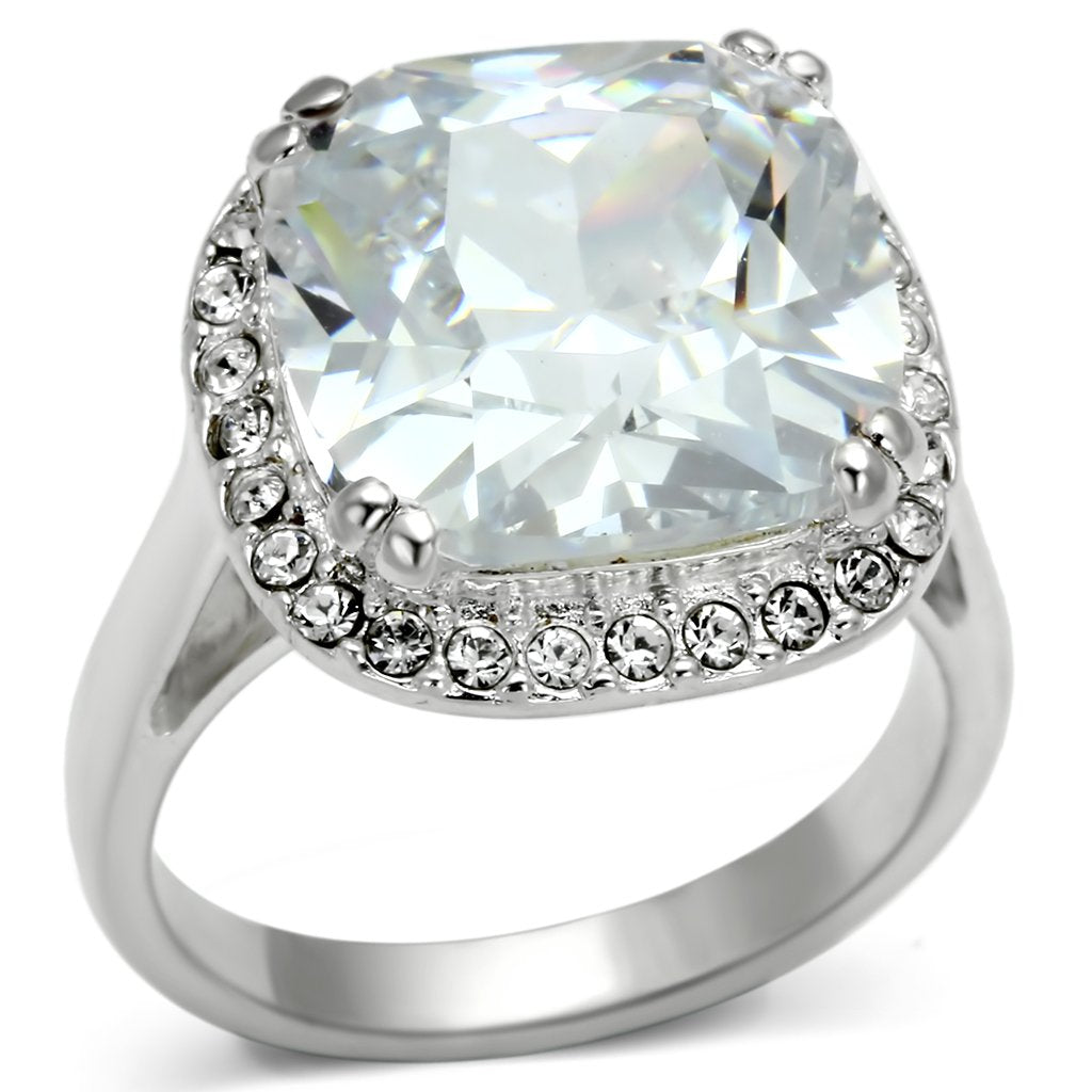 LOS561 - Silver 925 Sterling Silver Ring with AAA Grade CZ  in Clear-0