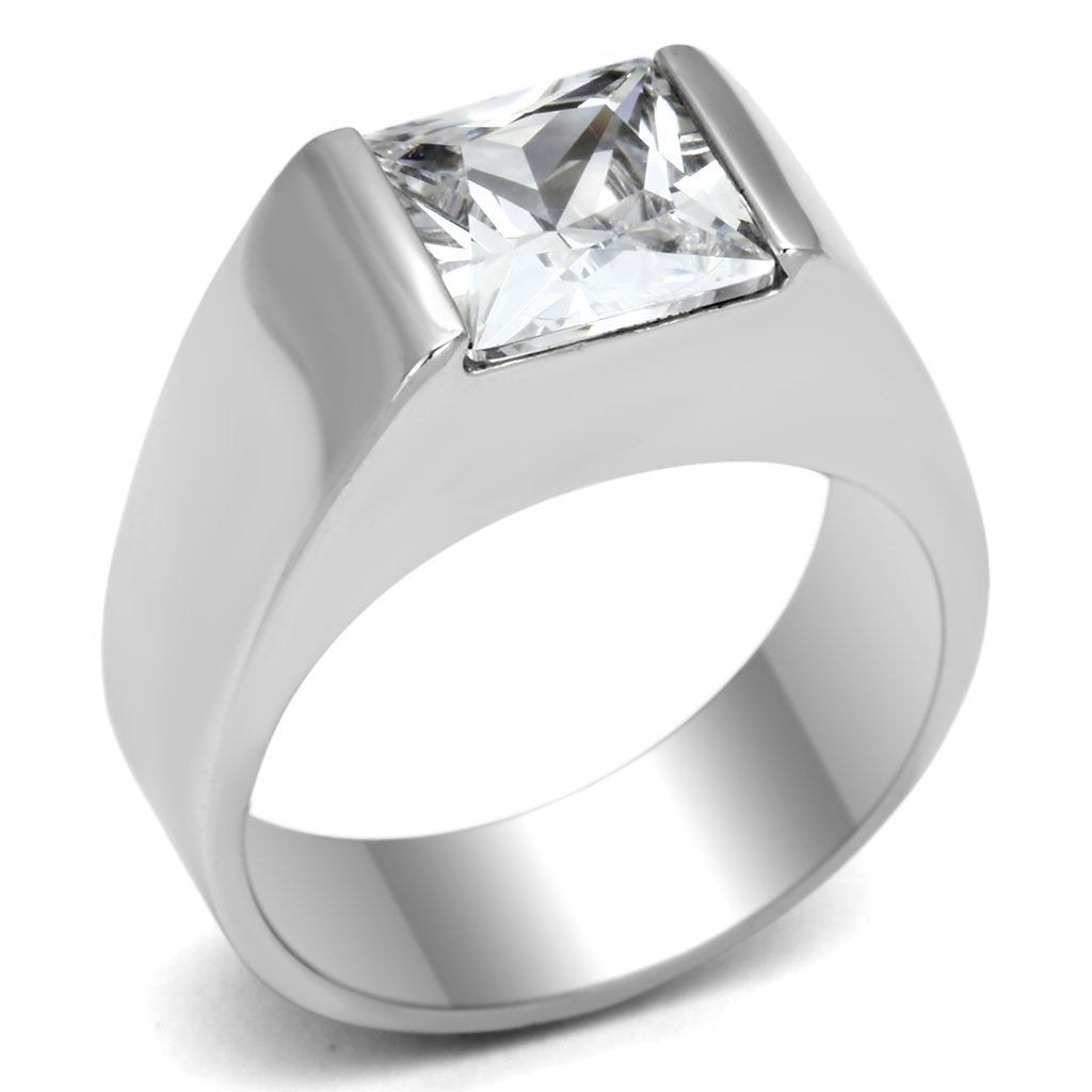 LOS575 - Rhodium 925 Sterling Silver Ring with AAA Grade CZ  in Clear-0