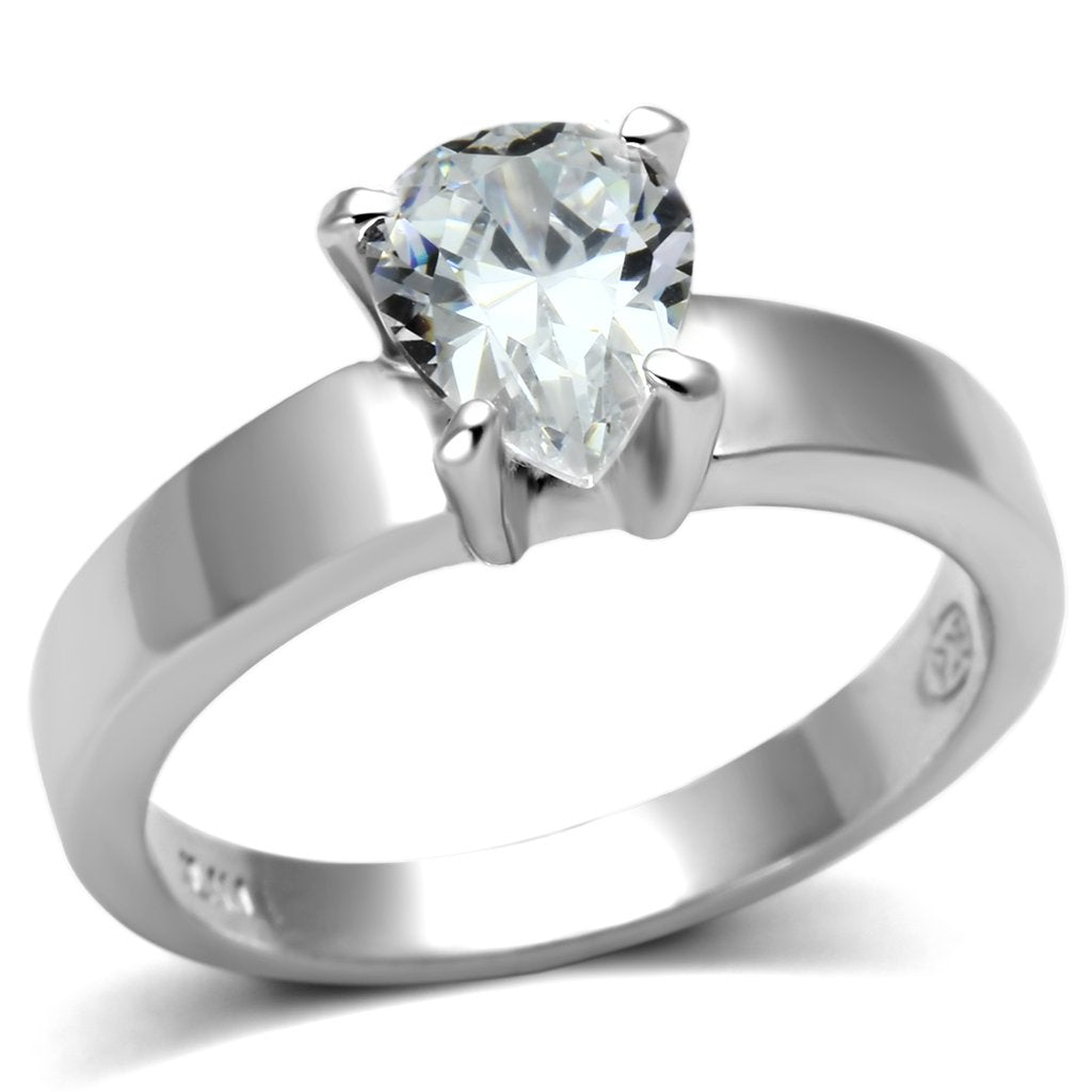 LOS584 - Rhodium 925 Sterling Silver Ring with AAA Grade CZ  in Clear-0