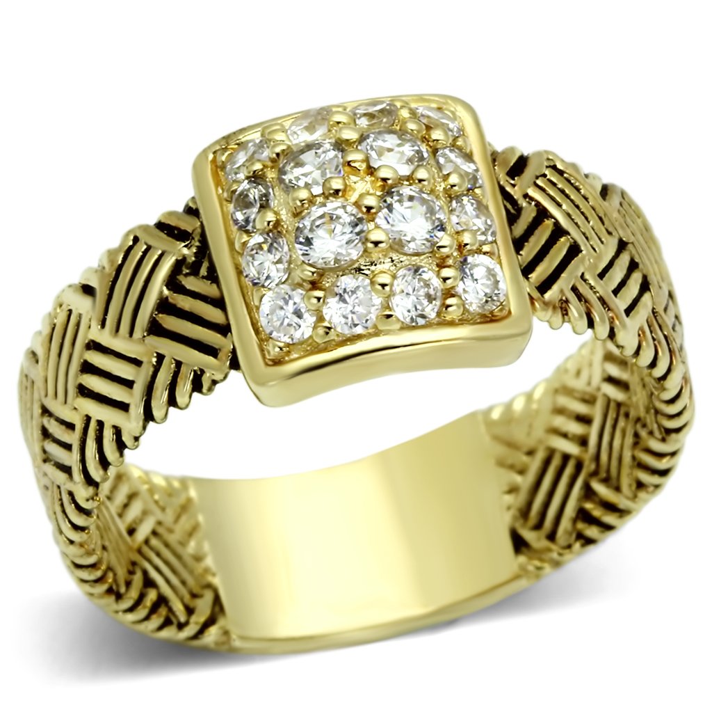LOS598 - Gold 925 Sterling Silver Ring with AAA Grade CZ  in Clear-0