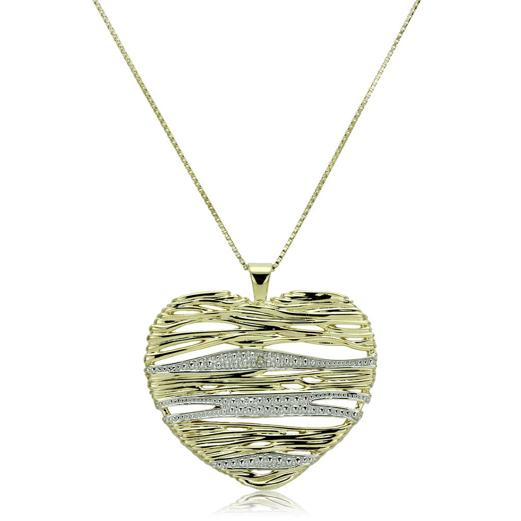 LOS599 - Gold+Rhodium 925 Sterling Silver Necklace with AAA Grade CZ  in Clear-0