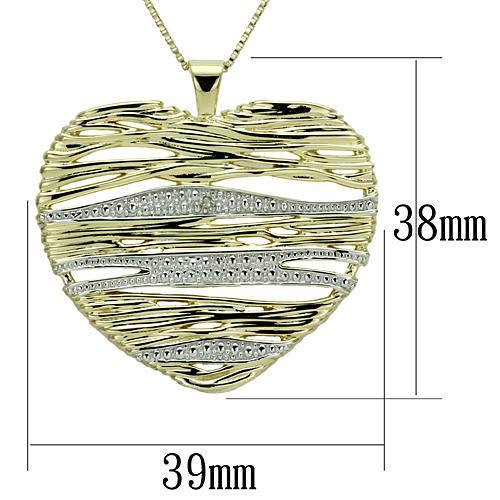 LOS599 - Gold+Rhodium 925 Sterling Silver Necklace with AAA Grade CZ  in Clear-1