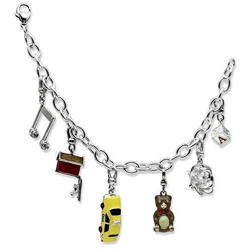 LOS604 - Silver 925 Sterling Silver Bracelet with Top Grade Crystal  in Clear-1