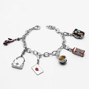 LOS606 - Silver 925 Sterling Silver Bracelet with Epoxy  in Multi Color-0