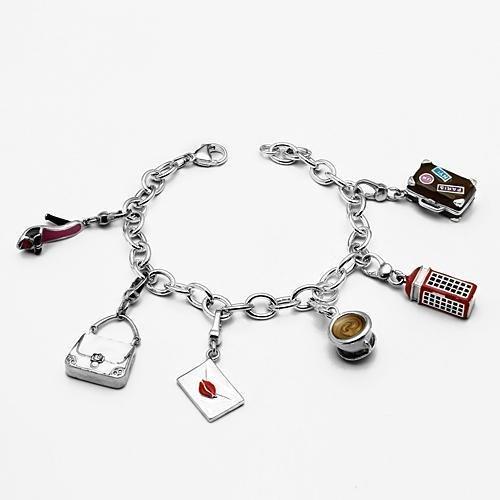 LOS606 - Silver 925 Sterling Silver Bracelet with Epoxy  in Multi Color-0
