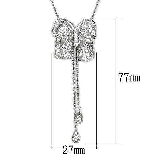 LOS608 - Silver 925 Sterling Silver Necklace with AAA Grade CZ  in Clear-1