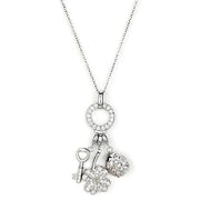 LOS609 - Silver 925 Sterling Silver Necklace with AAA Grade CZ  in Multi Color-0