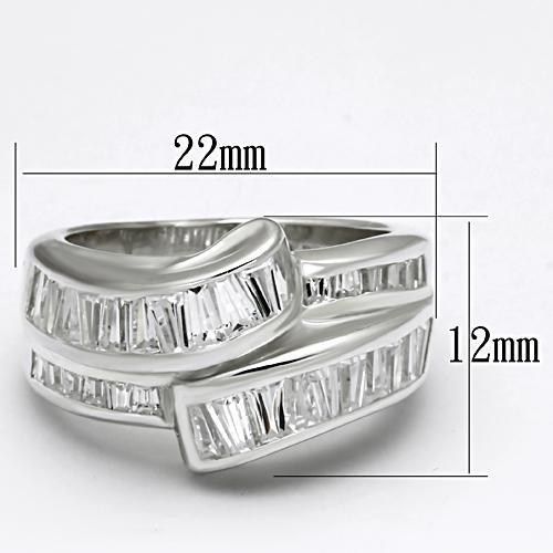 LOS637 - Silver 925 Sterling Silver Ring with AAA Grade CZ  in Clear-1