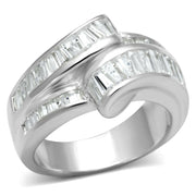 LOS637 - Silver 925 Sterling Silver Ring with AAA Grade CZ  in Clear-0