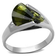 LOS654 - Rhodium 925 Sterling Silver Ring with AAA Grade CZ  in Olivine color-0