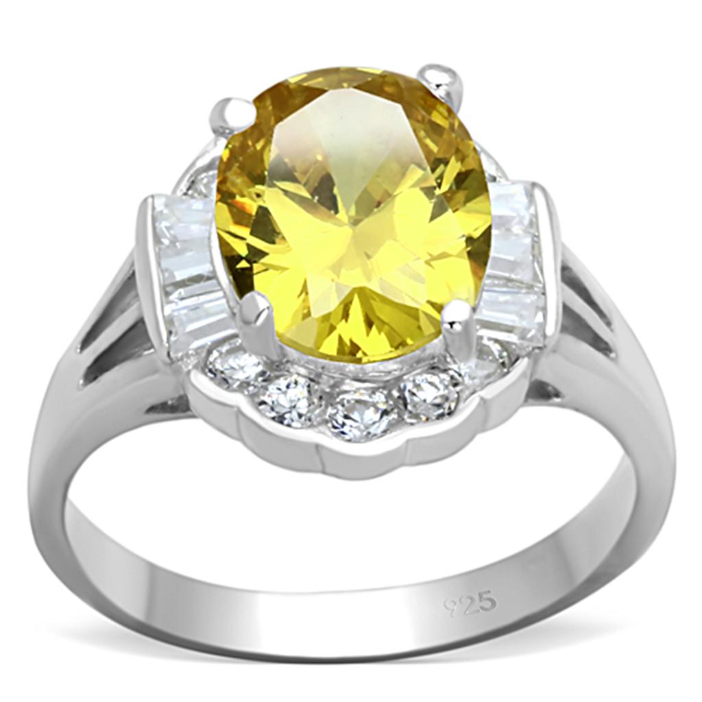 LOS659 - Silver 925 Sterling Silver Ring with AAA Grade CZ  in Topaz-0