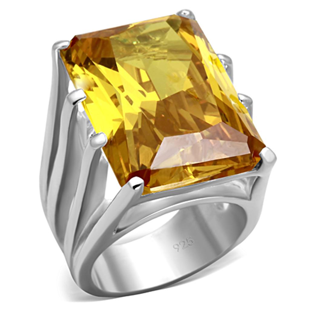 LOS665 - Silver 925 Sterling Silver Ring with AAA Grade CZ  in Topaz-0