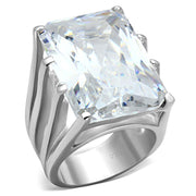 LOS666 - Silver 925 Sterling Silver Ring with AAA Grade CZ  in Clear-0