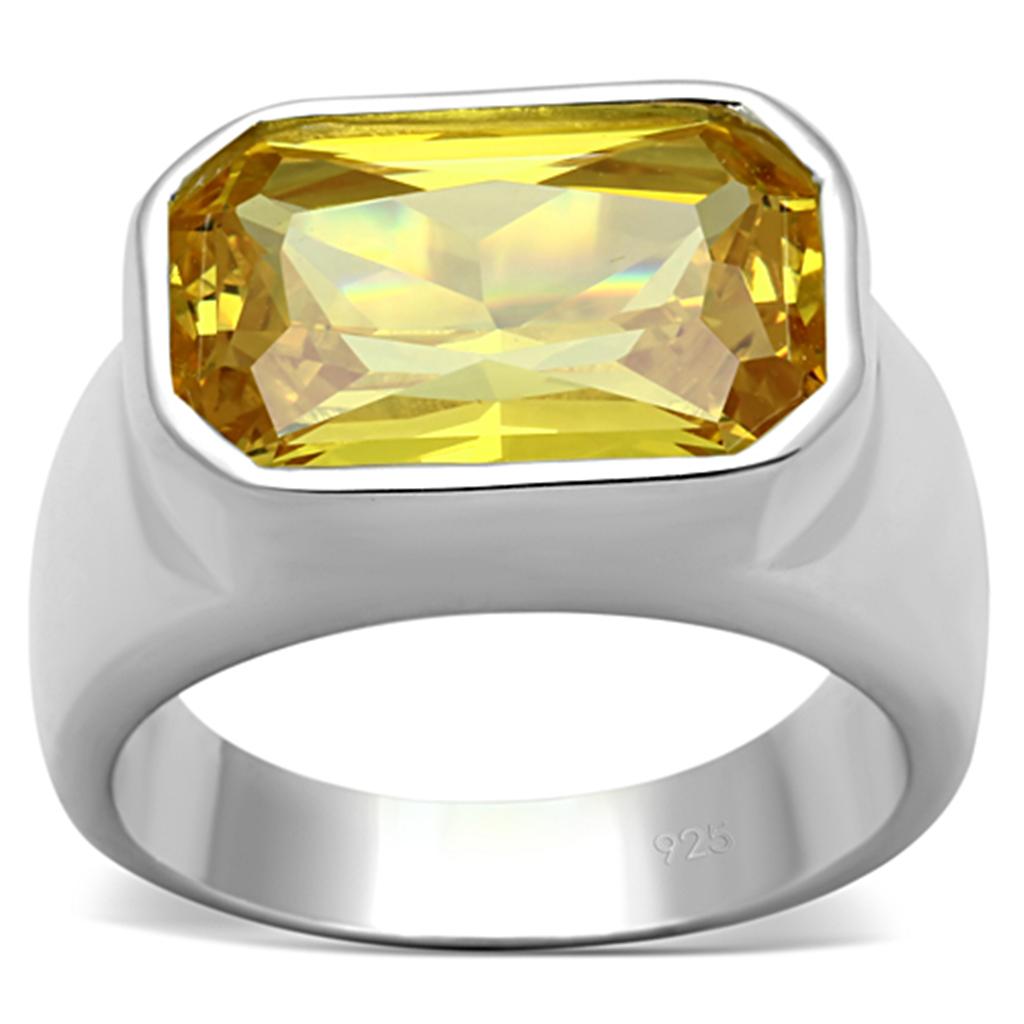 LOS674 - Silver 925 Sterling Silver Ring with AAA Grade CZ  in Topaz-0