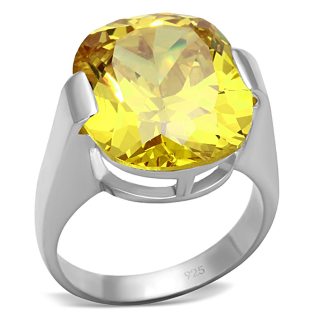 LOS689 - Silver 925 Sterling Silver Ring with AAA Grade CZ  in Topaz-0