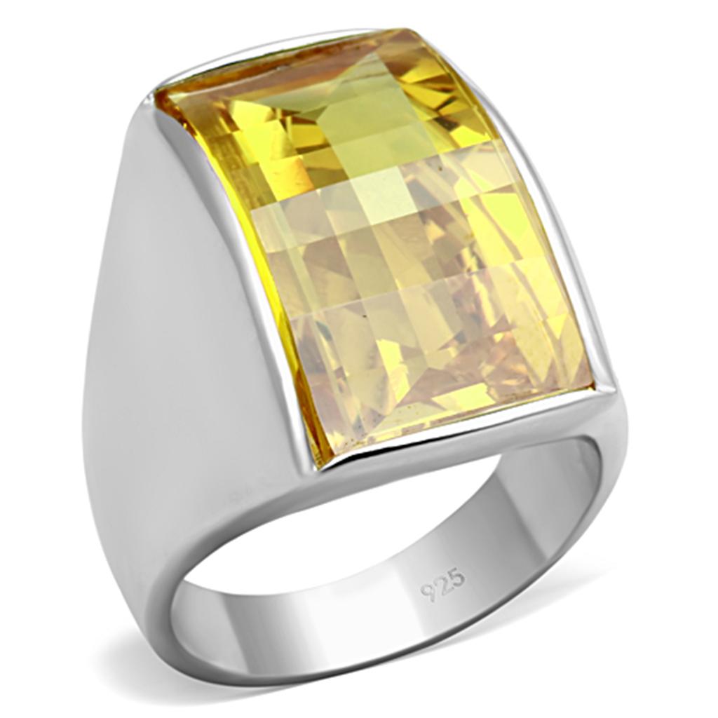 LOS693 - Silver 925 Sterling Silver Ring with AAA Grade CZ  in Topaz-0