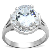 LOS701 - Silver 925 Sterling Silver Ring with AAA Grade CZ  in Clear-0