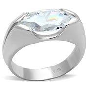LOS704 - Silver 925 Sterling Silver Ring with AAA Grade CZ  in Clear-0