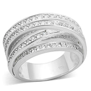 LOS716 - Silver 925 Sterling Silver Ring with AAA Grade CZ  in Clear-0