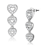 LOS722 - Rhodium 925 Sterling Silver Earrings with AAA Grade CZ  in Clear-0