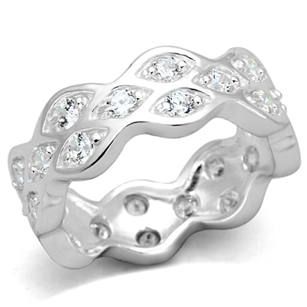 LOS727 - Rhodium 925 Sterling Silver Ring with AAA Grade CZ  in Clear-0