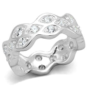LOS727 - Rhodium 925 Sterling Silver Ring with AAA Grade CZ  in Clear-0