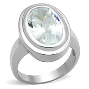 LOS728 - Silver 925 Sterling Silver Ring with AAA Grade CZ  in Clear-0