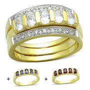 LOS747 - Gold 925 Sterling Silver Ring with AAA Grade CZ  in Multi Color-0