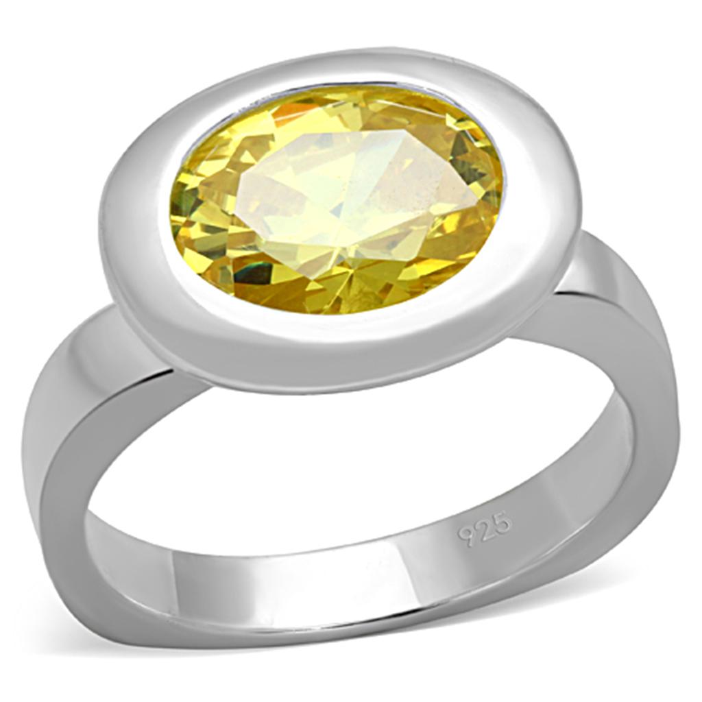 LOS751 - Silver 925 Sterling Silver Ring with AAA Grade CZ  in Topaz-0