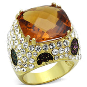LOS769 - Gold 925 Sterling Silver Ring with Synthetic Synthetic Glass in Champagne-0