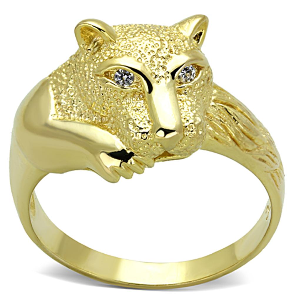 LOS770 - Gold 925 Sterling Silver Ring with AAA Grade CZ  in Clear-0