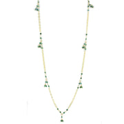 LOS794 - Matte Gold 925 Sterling Silver Necklace with Semi-Precious Turquoise in Emerald-0