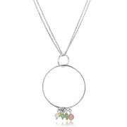 LOS796 - Silver 925 Sterling Silver Necklace with Synthetic Glass Bead in Multi Color-0