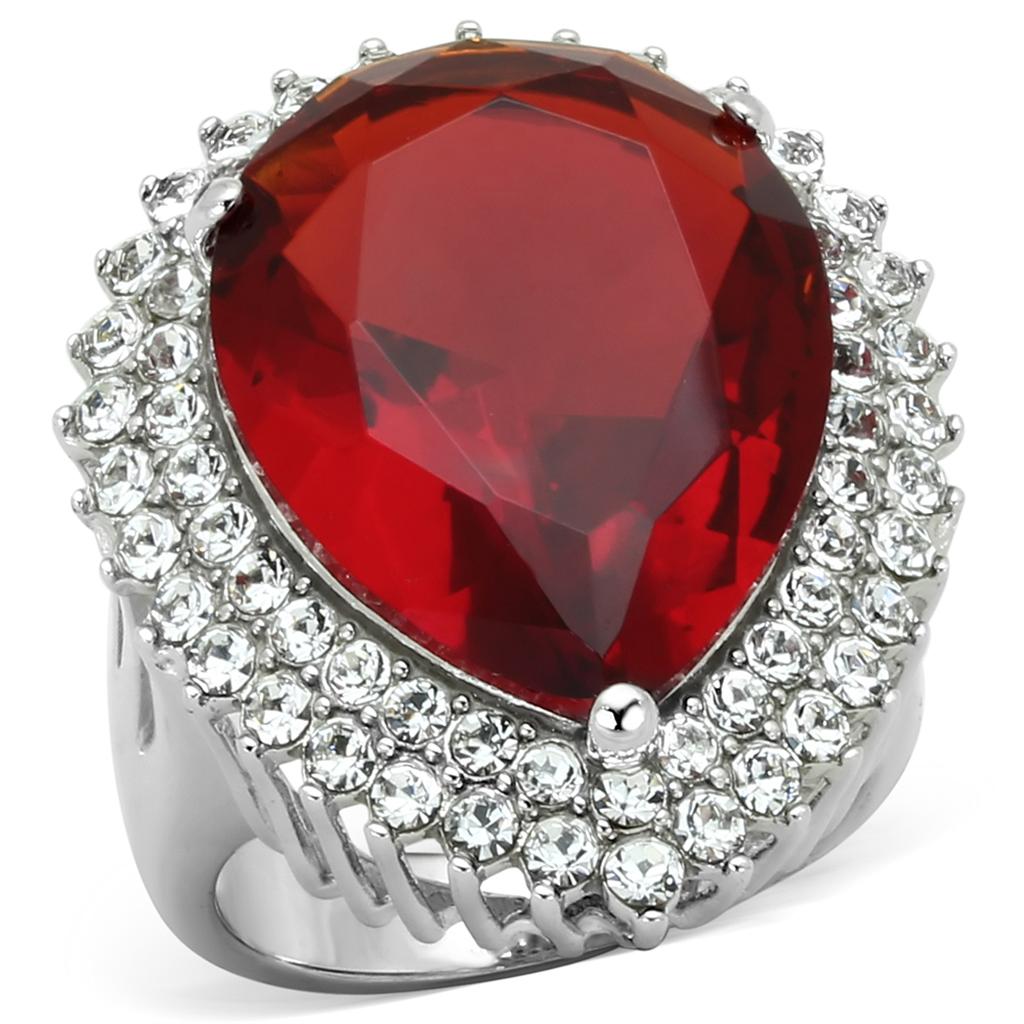 LOS800 - Rhodium 925 Sterling Silver Ring with Synthetic Synthetic Glass in Siam-0