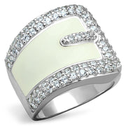 LOS804 - Rhodium 925 Sterling Silver Ring with AAA Grade CZ  in Clear-0