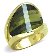 LOS819 - Gold 925 Sterling Silver Ring with AAA Grade CZ  in Olivine color-0