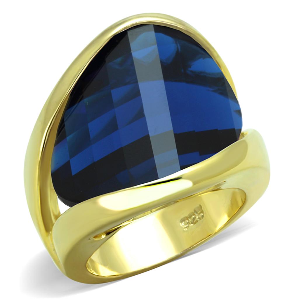 LOS825 - Gold 925 Sterling Silver Ring with Synthetic Synthetic Glass in Montana-0