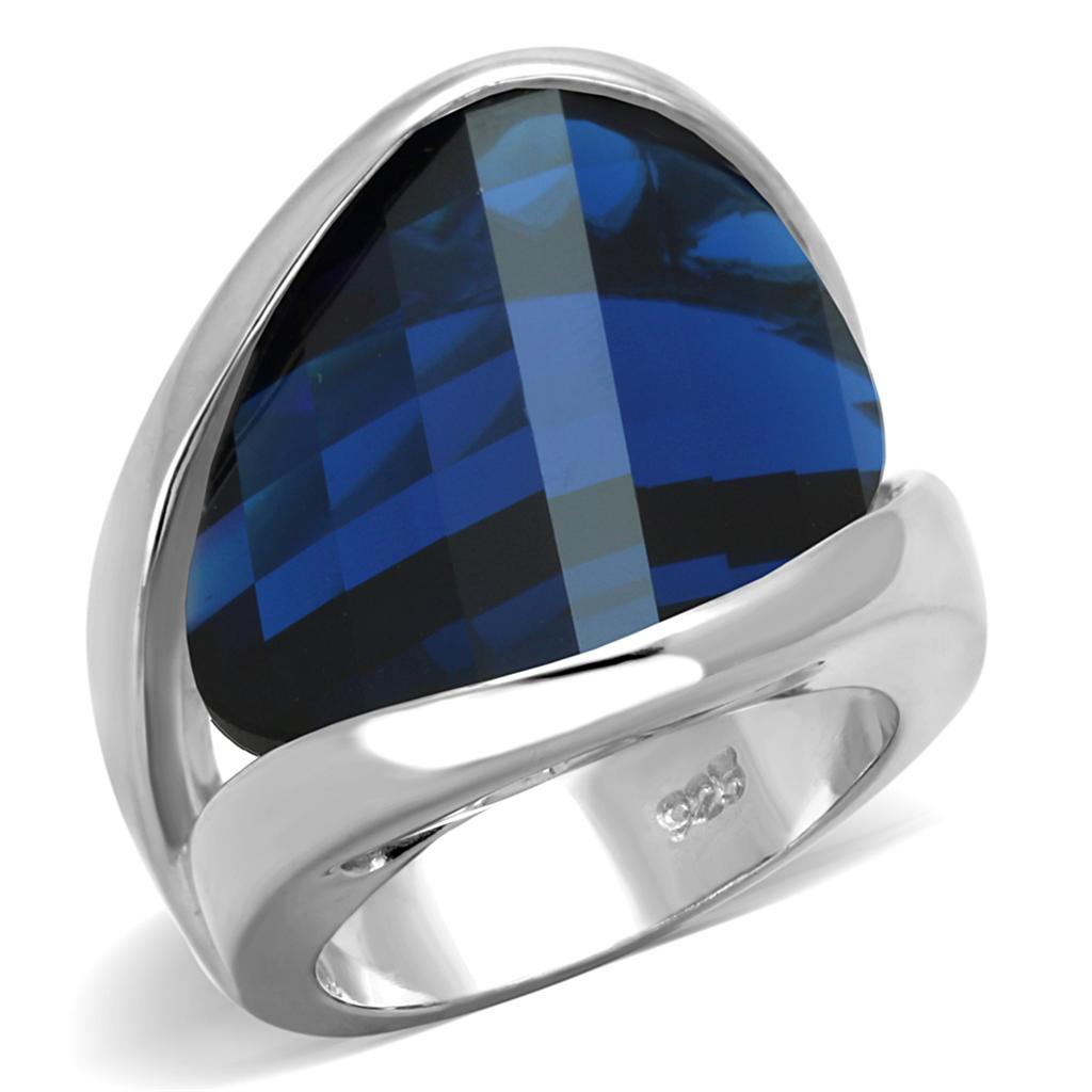 LOS830 - Rhodium 925 Sterling Silver Ring with Synthetic Synthetic Glass in Montana-0