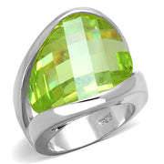LOS832 - Rhodium 925 Sterling Silver Ring with AAA Grade CZ  in Apple Green color-0