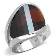 LOS834 - Rhodium 925 Sterling Silver Ring with AAA Grade CZ  in Garnet-0
