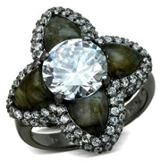 LOS836 - Ruthenium 925 Sterling Silver Ring with AAA Grade CZ  in Clear-0