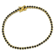 LOS838 - Gold 925 Sterling Silver Bracelet with AAA Grade CZ  in Jet-0