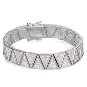 LOS845 - Rhodium 925 Sterling Silver Bracelet with AAA Grade CZ  in Rose-0