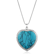LOS861 - Silver 925 Sterling Silver Necklace with Synthetic Turquoise in Sea Blue-0