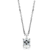 LOS893 - Rhodium 925 Sterling Silver Chain Pendant with AAA Grade CZ  in Clear-0